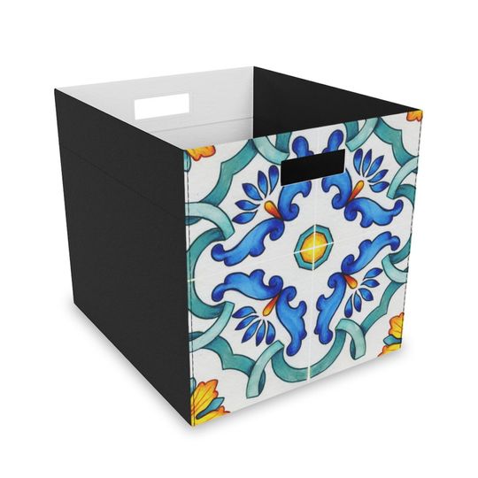Discover Italian, Spanish Tile Print Felt Storage Box