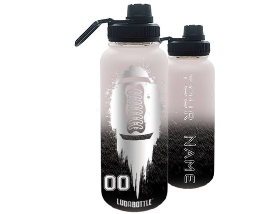 Discover Grunge Football Engraved Personalized Water Bottle With Spout Lid
