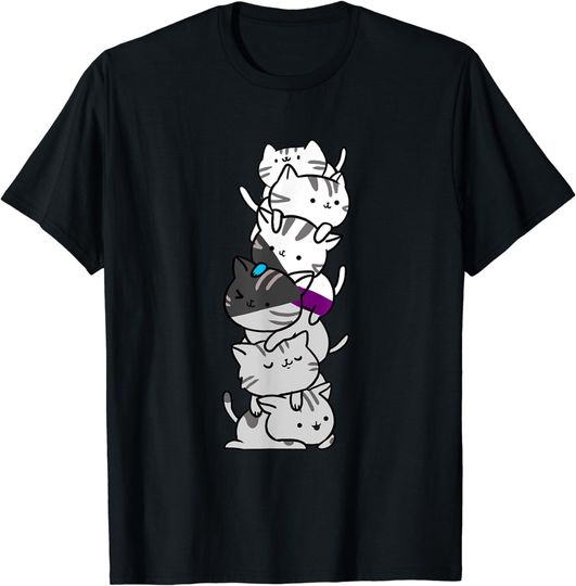 Discover Kawaii Cat Pile Demisexual Pride T-Shirt