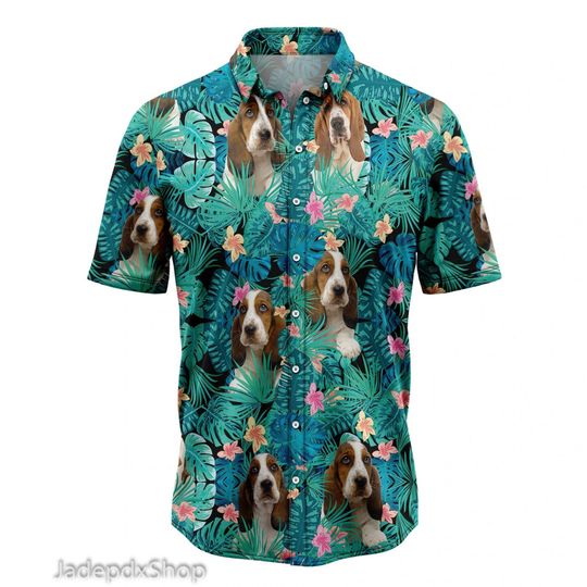 Discover Basset Hound Tropical Hawaiian Shirt, Hawaiian Short All Over Printed For Men Women- Basset Hound Dog Beach shirt Aloha Shirt