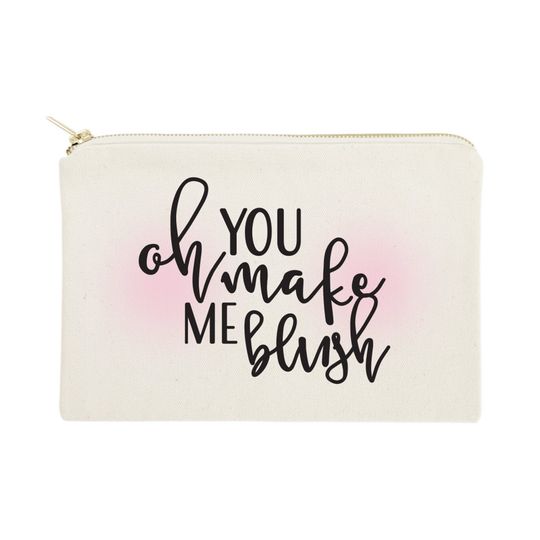 Discover Oh You Make Me Blush Cotton Canvas Cosmetic Bag, Toiletry Bag and Travel Makeup Pouch