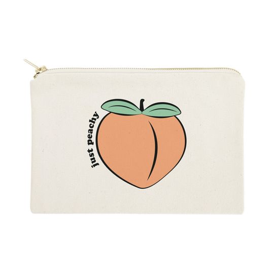 Discover Just Peachy Cotton Canvas Cosmetic Bag, Toiletry Bag and Travel Makeup Pouch