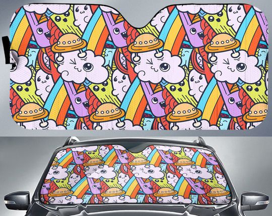 Discover Custom Monster Doodle Car Sun Shade