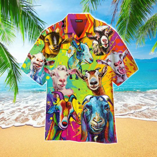 Discover Colorful Goat Art Farmer Hawaiian Shirt