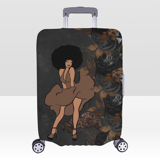 Discover Melanin Monroe Afro Woman Luggage Cover, African American, Suitecase Covers, African American Luggage Cover