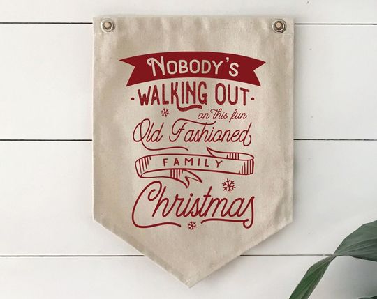 Discover Christmas Vacation Sign, Holiday Wall Decor Art, Pennant Flag, Hanging Canvas Banner Sign, Fun Old Fashioned Family Christmas
