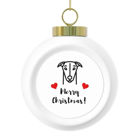 Discover Dog Face Merry Christmas Ball Ornament