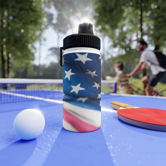 Discover Stars & Stripes Stainless Steel Water Bottle, Sports Lid