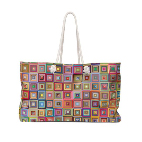 Discover Squares Abstract Weekender Bag - All Occasion Use