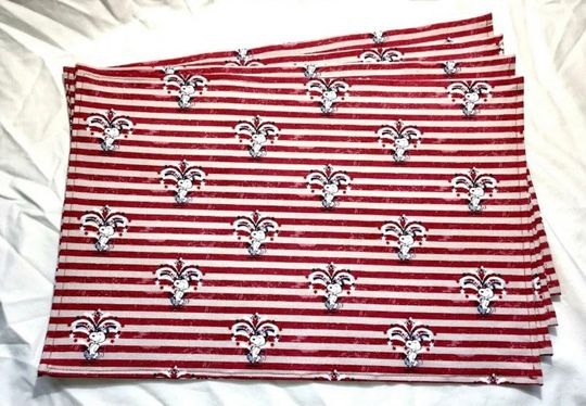 Discover 4th of July Kitchen Decor Patriotic Red White Blue Snoopy Beige Stripe Set of 4 Placemats Washable