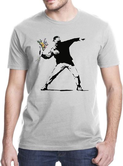 Discover Banksy Flower Thrower T-Shirt