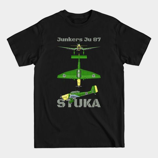 Discover Junkers Ju 87 Stuka German WW2 Dive Bomber Plane Diagram Gifts - Junkers Ju 87 Stuka German Dive Bomber - T-Shirt
