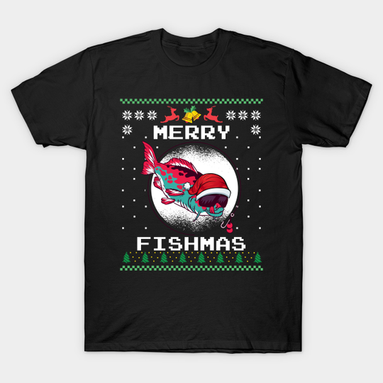 Discover Merry Fishmas Xmas Christmas Fishing - Fishing - T-Shirt