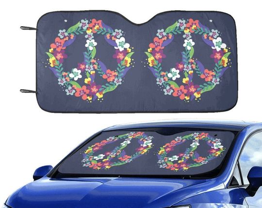 Discover Floral Peace Sign Windshield Car Sun Shades