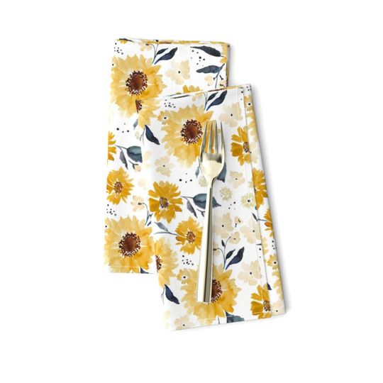 Discover Sunflowers And Cream  Autumn Mustard Gold Fall Cloth Napkins