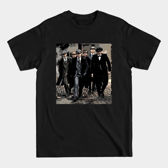 Discover Thomas Shelby walking with the Peaky Blinders, well dressed as abstract comic art (vers. 2) - Thomas Shelby - T-Shirt