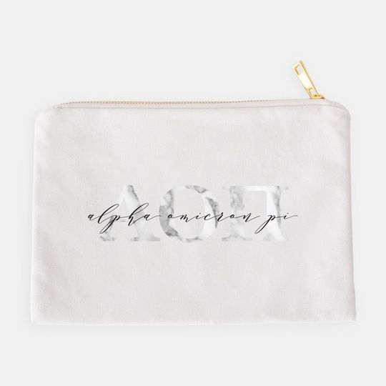 Discover Alpha Omicron Pi Marble Cosmetic Bag