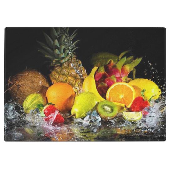 Discover Mixed Fruit Splashback Tempered Glass Chopping Board  Variations