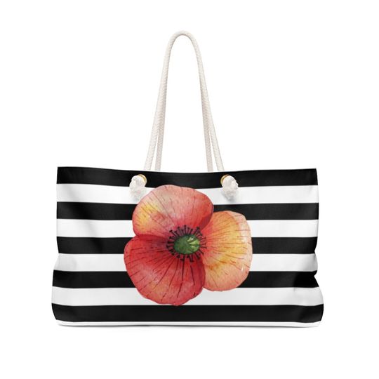 Discover Watercolor Floral Stripe Weekender Bag