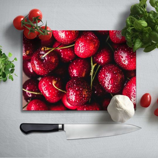 Discover Cherry Glass Cutting board, Glass chopping board