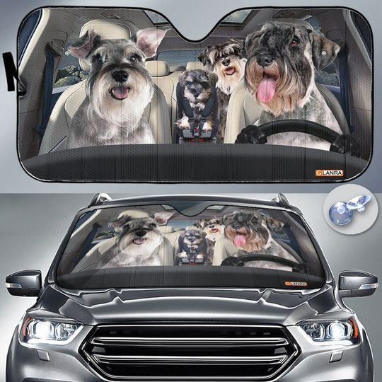 Discover Schnauzer Car Sunshade, Dog Car Decoration, Schnauzer Lover, Auto Sun Shade