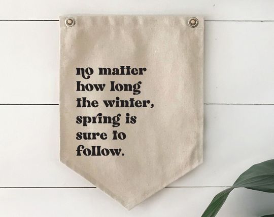 Discover Pennant Flag Home Office Wall Decor, Spring Quote, Boho Wall Art, Canvas Banner, Positive Quote