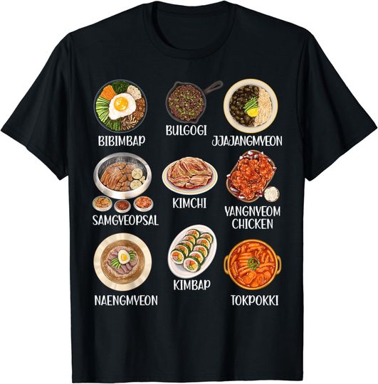 Discover Cute Korean Food Kimchi Bibimbap Kawaii Korean Aesthetic Pop T-Shirt