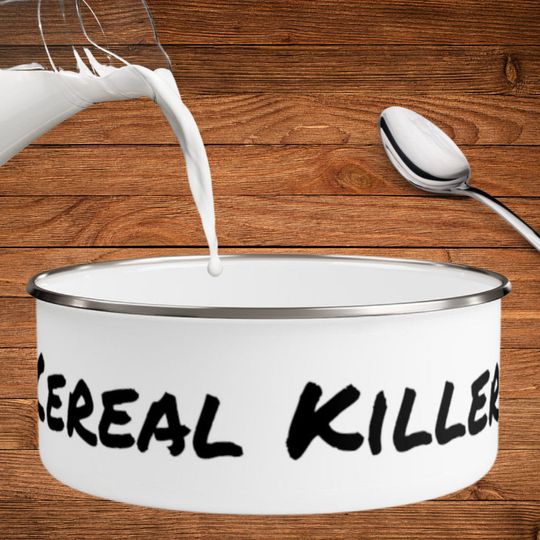 Discover Cereal Killer Enamel Bowl with Lid, Cereal Lover Gift, Boyfriend Gift, Funny Bowls