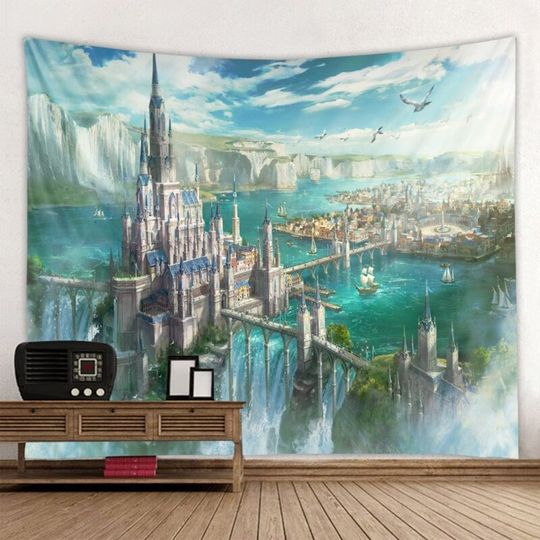 Discover Fantasy Castle Wall Tapestry - Dreamy Nature Landscape Art