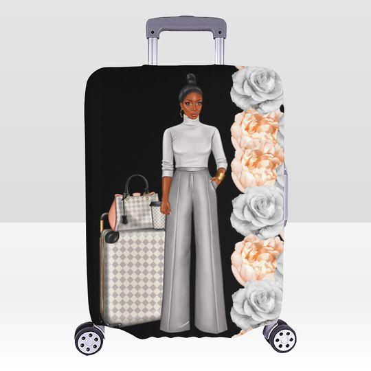 Discover Designer Luggage Cover, Afro Lady Luggage cover