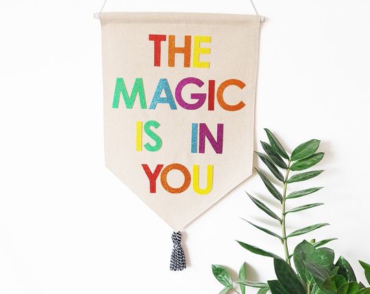 Discover The magic is in you banner - Kids room decor - Pennant flag