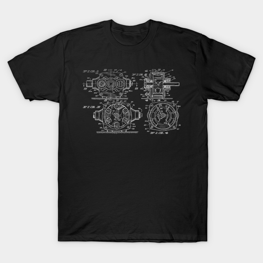 Discover Combination Side and End Port Pump Vintage Patent Hand Drawing - Pump - T-Shirt