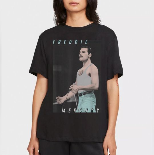Discover Freddie Mercury Blue Jeans Live Icon shirt