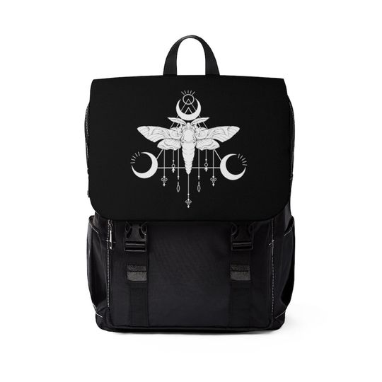 Discover Goth Moth Moon Occult Crescent Dark Art Metal Gothic Pagan Unisex Casual Shoulder Backpack