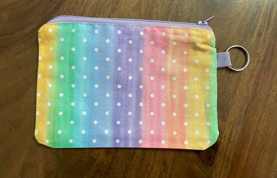 Discover Rainbow Themed Gift Card Holder/ Mini Zippered Pouch with Key Ring