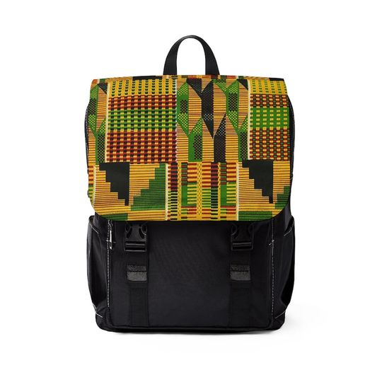 Discover Kente Cloth Print Unisex Casual Shoulder Backpack