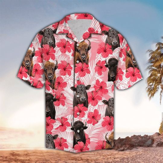 Discover Tropical Flowers Hibiscus Bison Good Pink Hawaiian Shirt