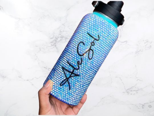 Discover Personalized Bedazzled Insulated Stainless Steel Tumbler with Straw Bling Water Bottle
