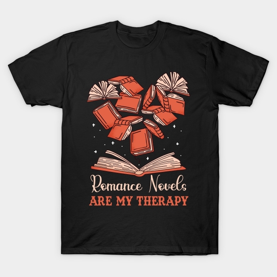 Discover Romance Novels Heart Shaped Books Art - Romance Novel - T-Shirt