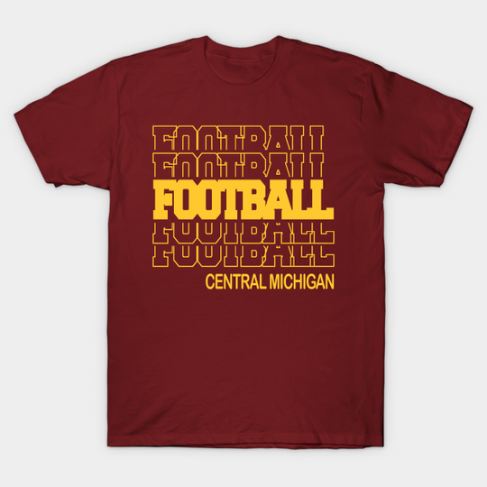 Discover Football Central Michigan in Modern Stacked Lettering - Central Michigan Football - T-Shirt