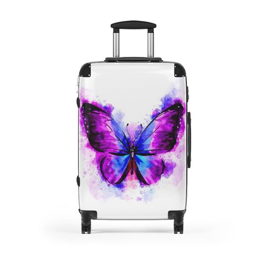 Discover Purple and Blue Butterfly Suitcase