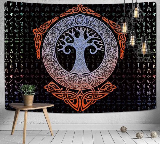 Discover Viking Tapestry | Norse Wall Tapestry | Viking Rune Wall Hanging | Nordic Tree of Life Tapestries