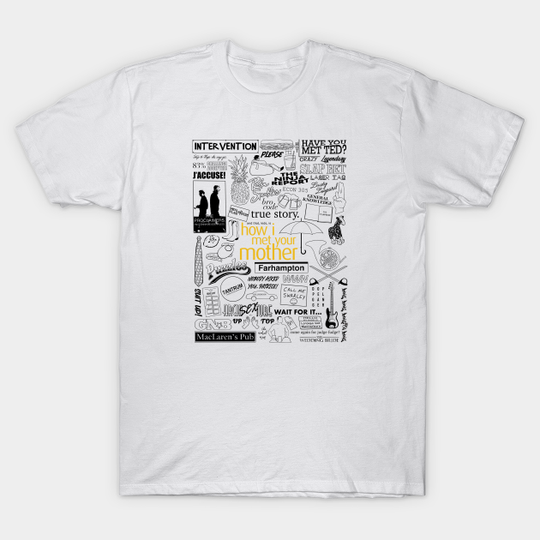 Discover HIMYM (B&W, Yellow Logo) - How I Met Your Mother - T-Shirt