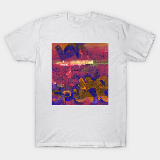 Discover Abstract Colorful Background With Hand-painted Texture. Red-violet-pink T-Shirts