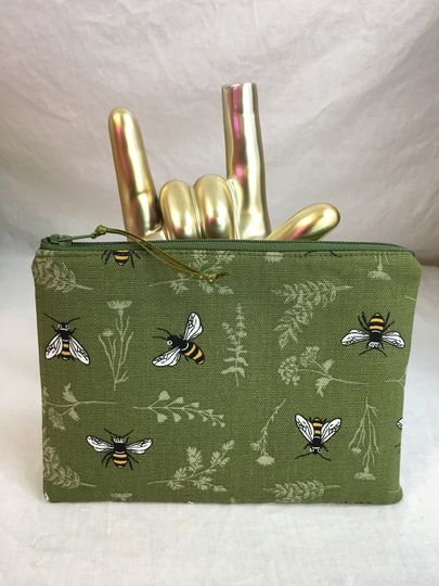 Discover Bees Medium Padded Zipper Bag, Accessory Bag, Cosmetic Pouch, Organizer Bag