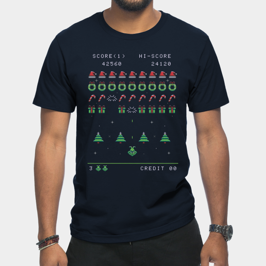 Discover Christmas Invader - Grinch vs Xmas -Pixel art gaming - Ugly Christmas Sweater - T-Shirt