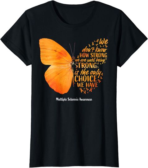 Discover Womens MS Butterfly Orange Ribbon Multiple Sclerosis Awareness T-Shirt