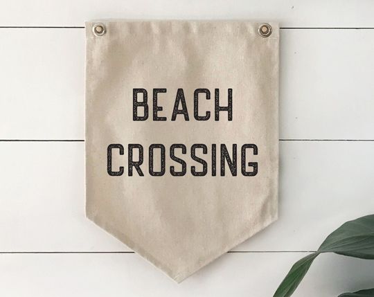 Discover Pennant Flag Beach Wall Decor, Beach Crossing Wall Art Banner, Coastal Home Decor for Summer