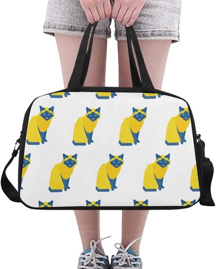 Discover Sports Gym Bag Abstract Handmade Cat Pattern Travel Bags Duffle Bag Travel Luggage Workout Fitness Handbag
