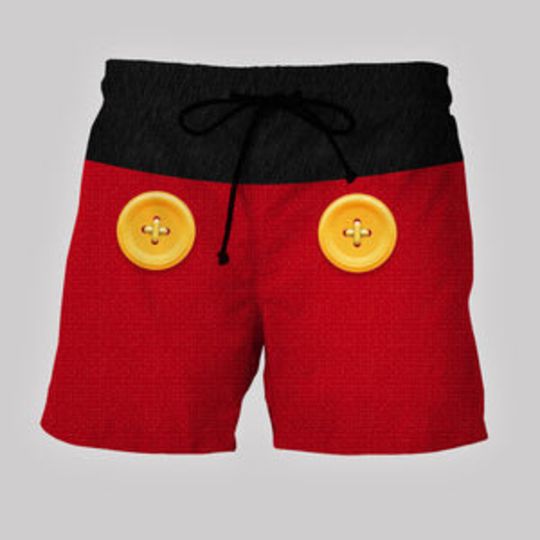 Discover ABC Button Black Red Beach Shorts For Men